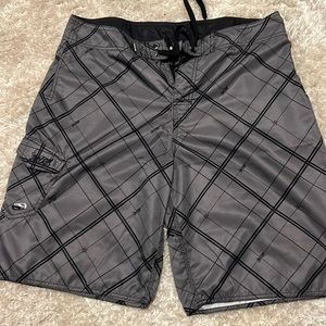 No Fear swim shorts.